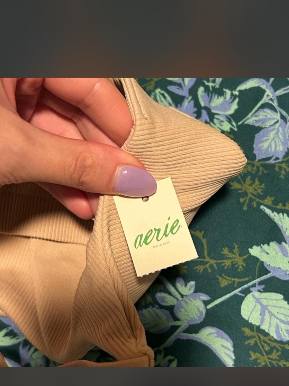 aerie Ribbed Tan Crop Tank